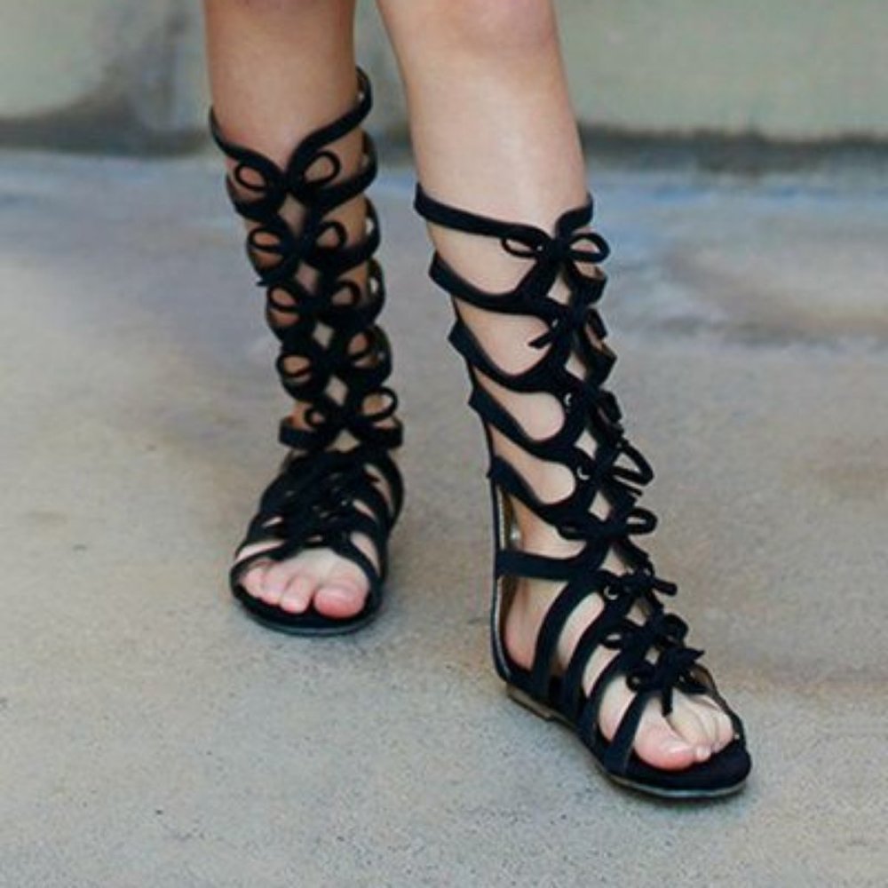 Joyfolie Farrah Gladiators in Black Suede